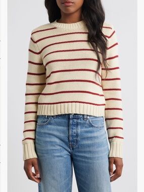 Madewell Stripe Relaxed Cotton Sweater Size M